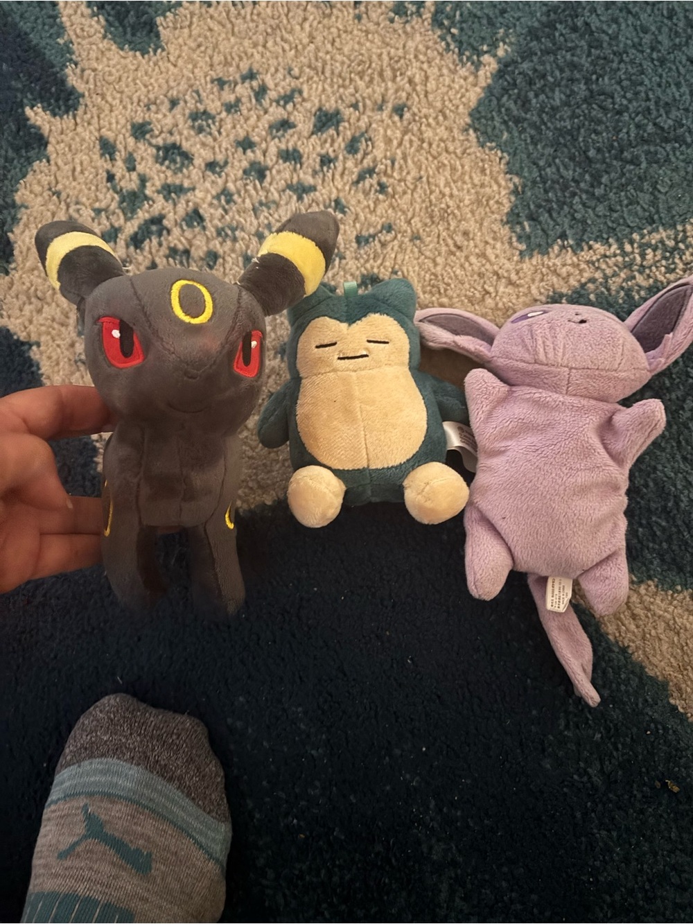 Pokemon Plush Trio - Black Umbreon, Teal Snorlax & Light Purple Zubat